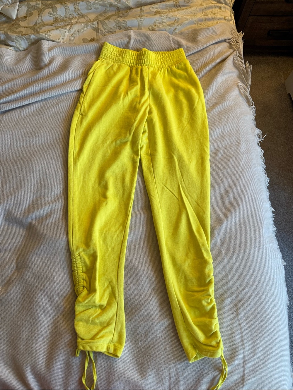 Bright Yellow Drawstring Jogger Pants